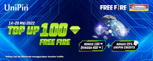 Top Up Diamonds Free Fire di UniPin, Bonus hingga 400 Diamonds + 25% UniPin Credits